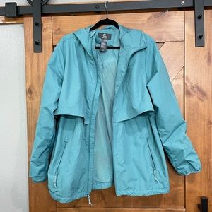 Robin egg blue Champion brand windbreaker